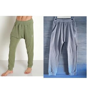 MODUS VIVENDI UNEXPECTED DROP CROTCH LEGGINGS Beige Oatmeal Knit Sz Medium Harem